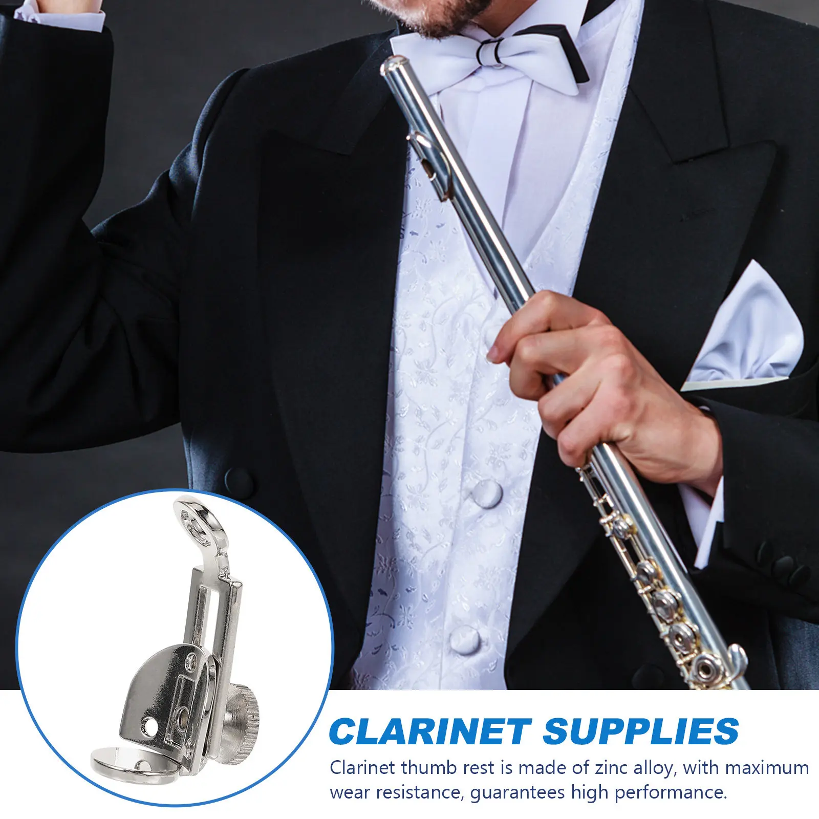Clarinet Thumb Rest Adjustable Zinc Alloy Finger Rest for All Hand Sizes Comfort Stable Hole Fixing Clarinet Instrument