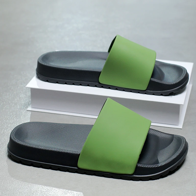 Anti Slip Grain Men Shower Room Slippers EVA Soft Cushion Water Resistant Open Toe Slides Indoor Comfort Sandals