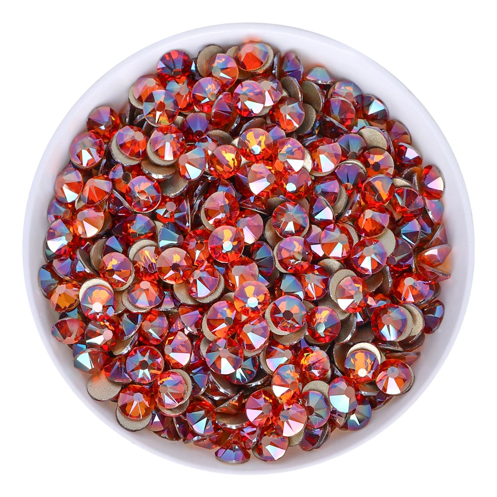 2088 Amber Glitter Glass Rhinestone Flatback Non Hotfix Crystals Stones 3D Nail Art Gems DIY Decoration Accessories for Nails