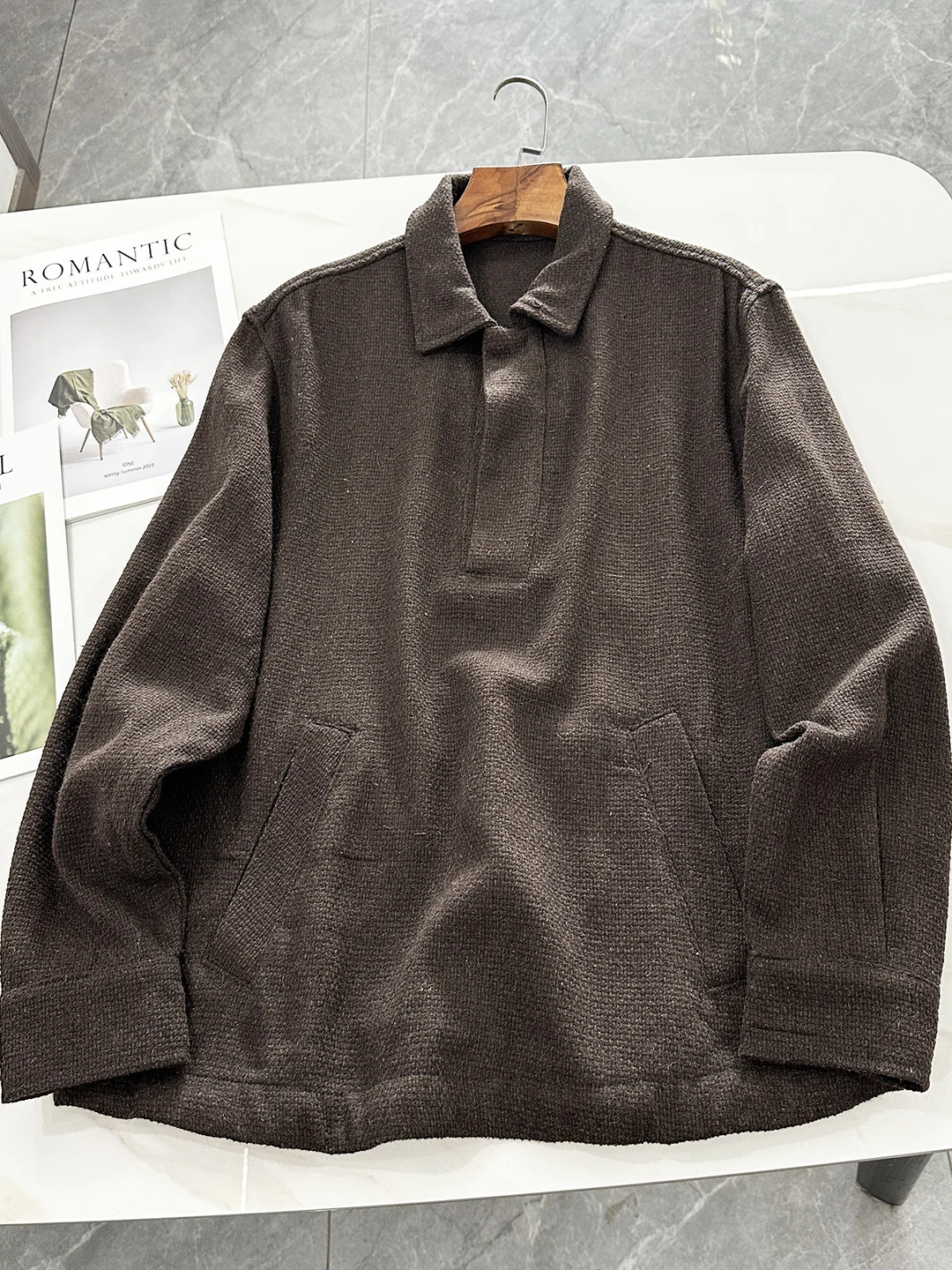 

Итальянский винтажный вязаный льняной свитер из материала с открытым воротником, трикотажный свитер для мужчин, осенний сезон, свободная посадка