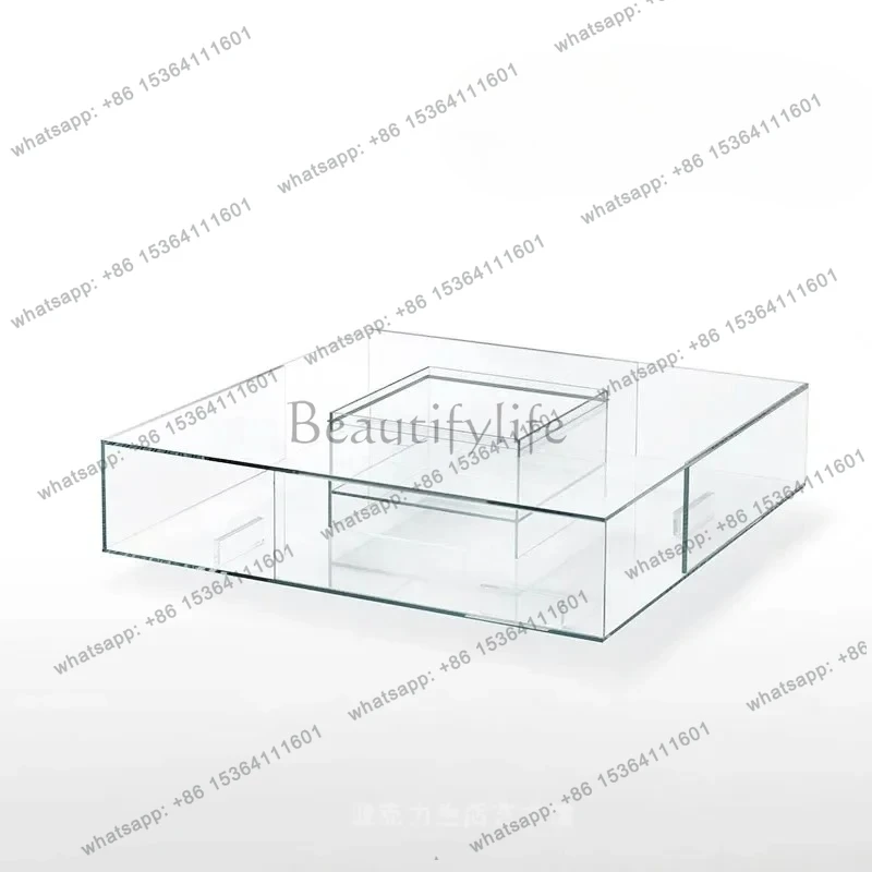 

Imported acrylic geometric coffee table villa living room with transparent tea table creative personality Italian style