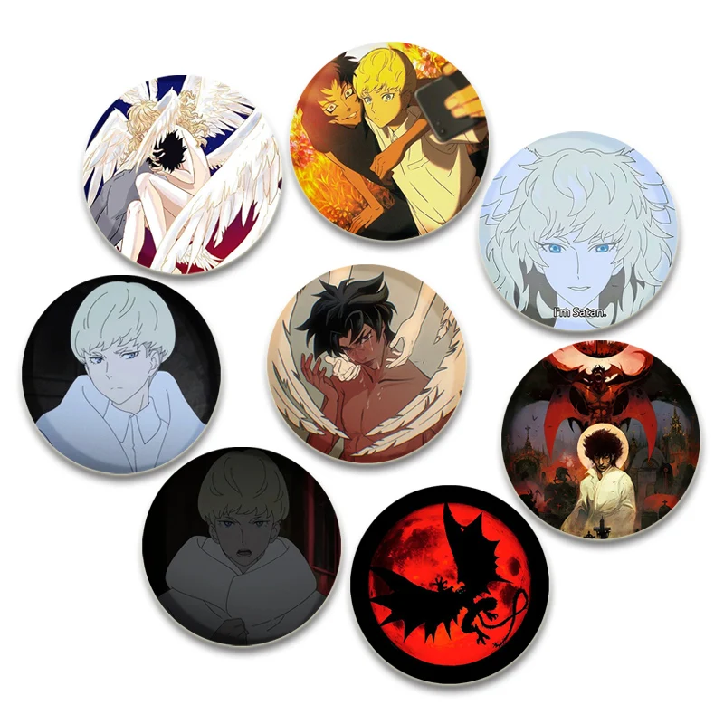 Broches de Anime Devilman Crybaby, insignia creativa redonda para icono de Manga, mochila, vendaje, accesorios de joyería, broches de diseño a presión