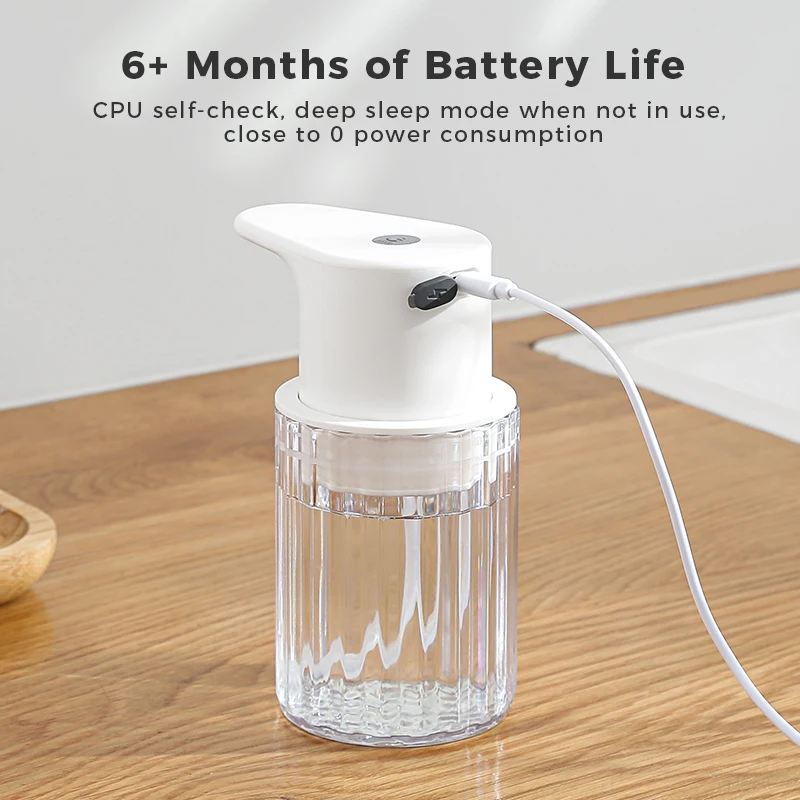 Automatic Foam Soap Dispenser Touchless Rechargeable Electric 3 Levels Adjustable Hand Sanitizer Dispenser for Kitchen and Bathro