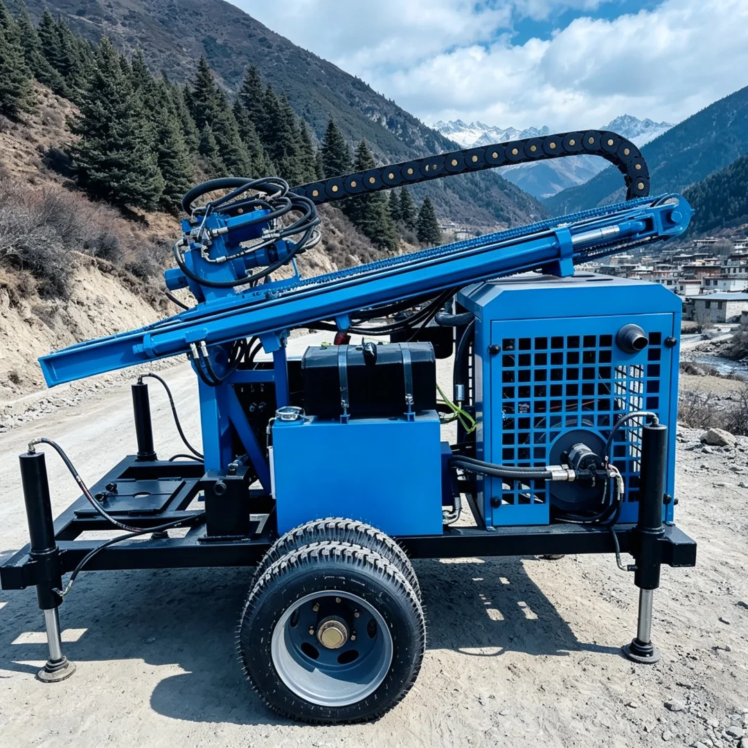 Customized Water Well Drilling Rig | Wheel‑Type Hydraulic Pneumatic Drilling Machine for Orchard and Vegetable Plot Water Intake