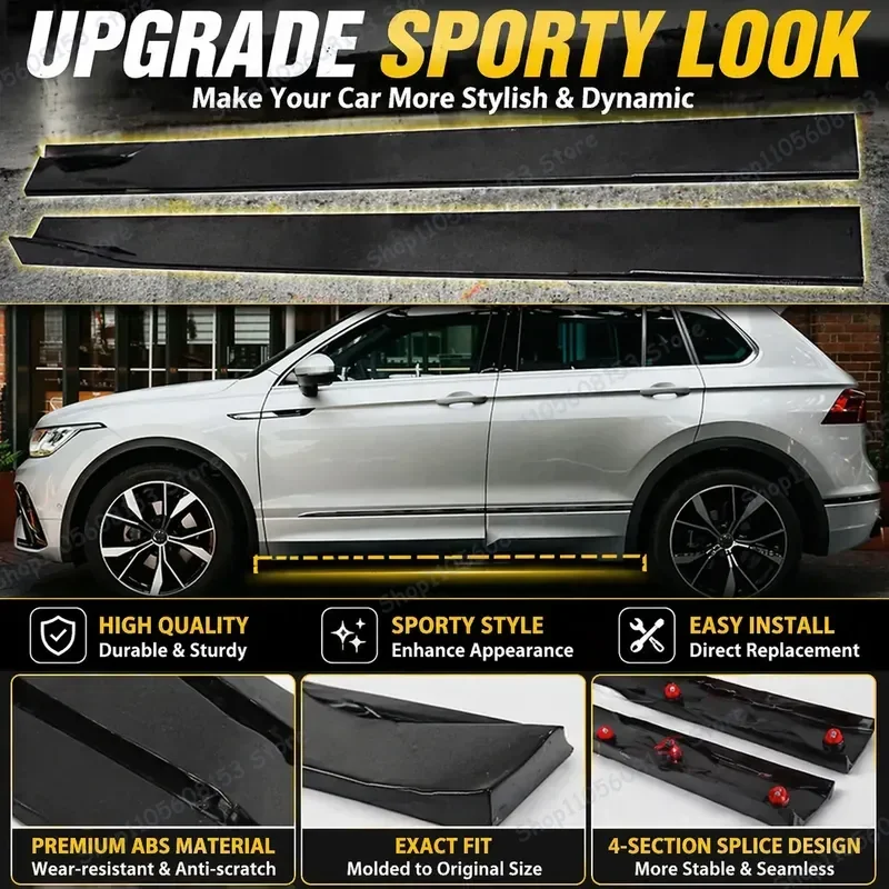 For VW Polo Tiguan Golf Jetta Beetle Eos Scirocco Universal Side Skirt Extensions Rocker Panels Diffuser Winglets Aerodynamic