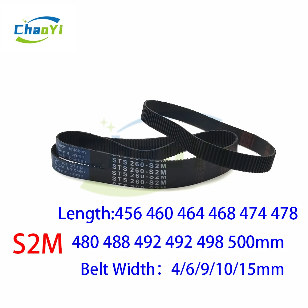 

S2M Rubber Timing Belt Length 456 460 464 468 474 478 480 488 492 492 498 500mm Width 4/6/9/10/15mm Synchronous Toothed Belt