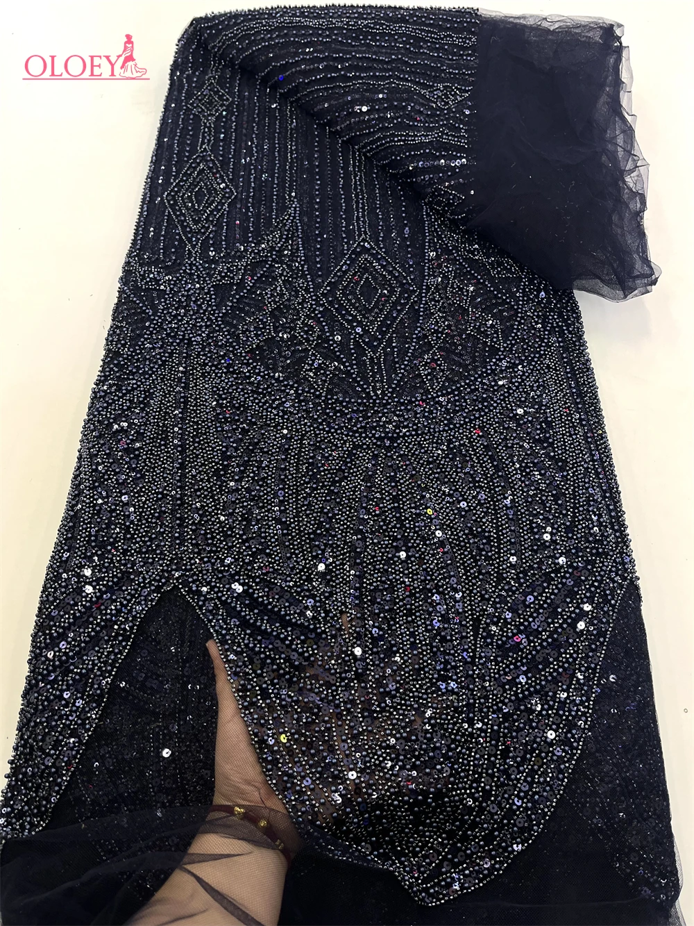 

New High-End Luxury French Embroidery Heavy Groom Lace Fabric African Nigerian With Sequins Fabric For Wedding