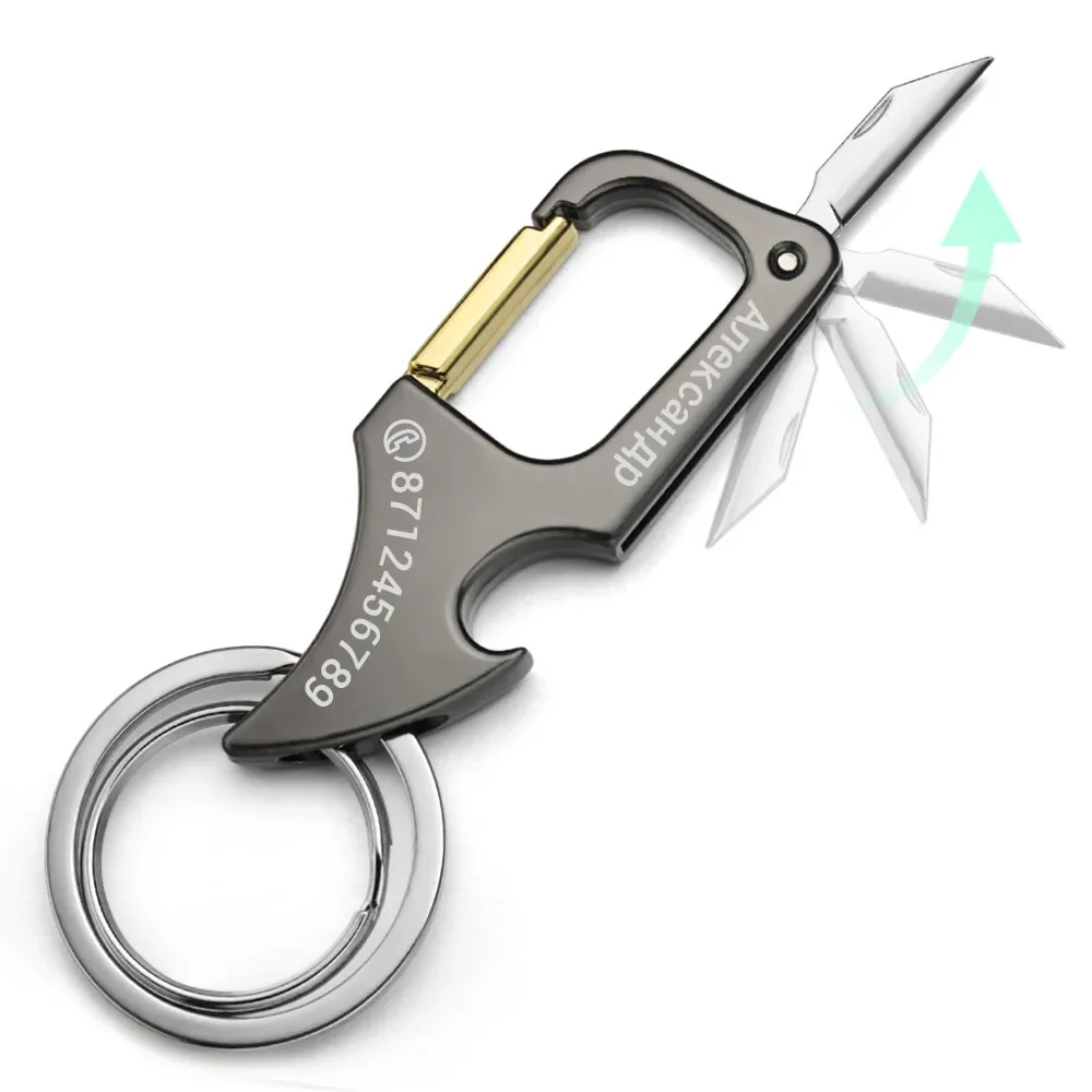 Small Mini Knife Personalized Keychain Foldable Lettering Multi-Functional Bottle Opener Car Key Holder Chain Men's Keyring K412