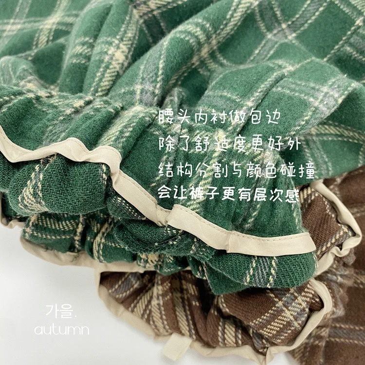 Kinder Jungen karierte Hosen Frühling Herbst gewebtes Material breite Beine Kinder Jungen Hosen modische Jungen kurze Hosen – Detail 12