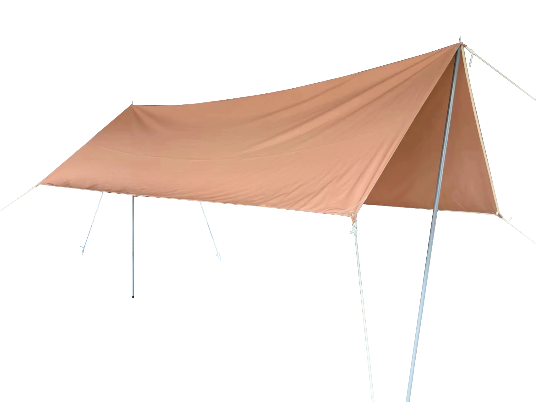 Outdoor Foldable Waterproof Camping Tarp Tent Rain Fly & Beach Sun Shelter, Wind-Resistant, Brown.