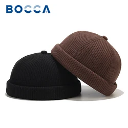 Bocca Knitted Docker Cap Beanies Brimless Hat Without Visor Skullcap Men Women Solid Color Warm Thick Winter Hat Street Fashion