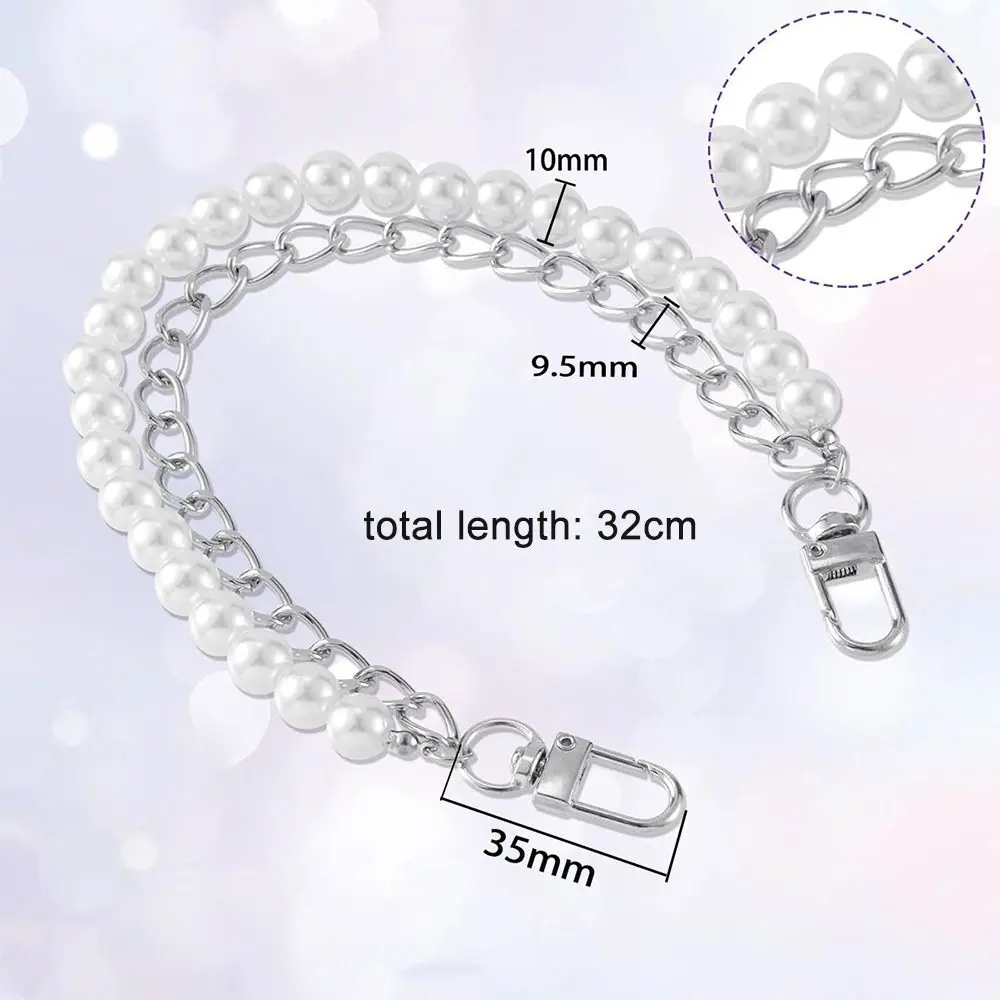 New 32cm Bag Extender Chain DIY Handbag Hanging Buckle Pearl Chain Strap Bag Accessory