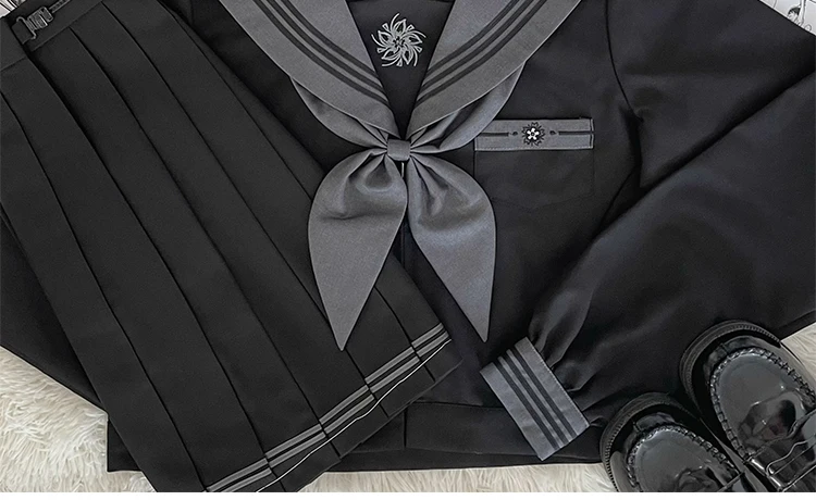 Japanischer Matrosenanzug, süße Mädchen JK-Uniform, dunkler, schicker Anzug für Mädchen, Herbst- und Winter-College-Stil, Highschool-Schüleruniform – Detail 6