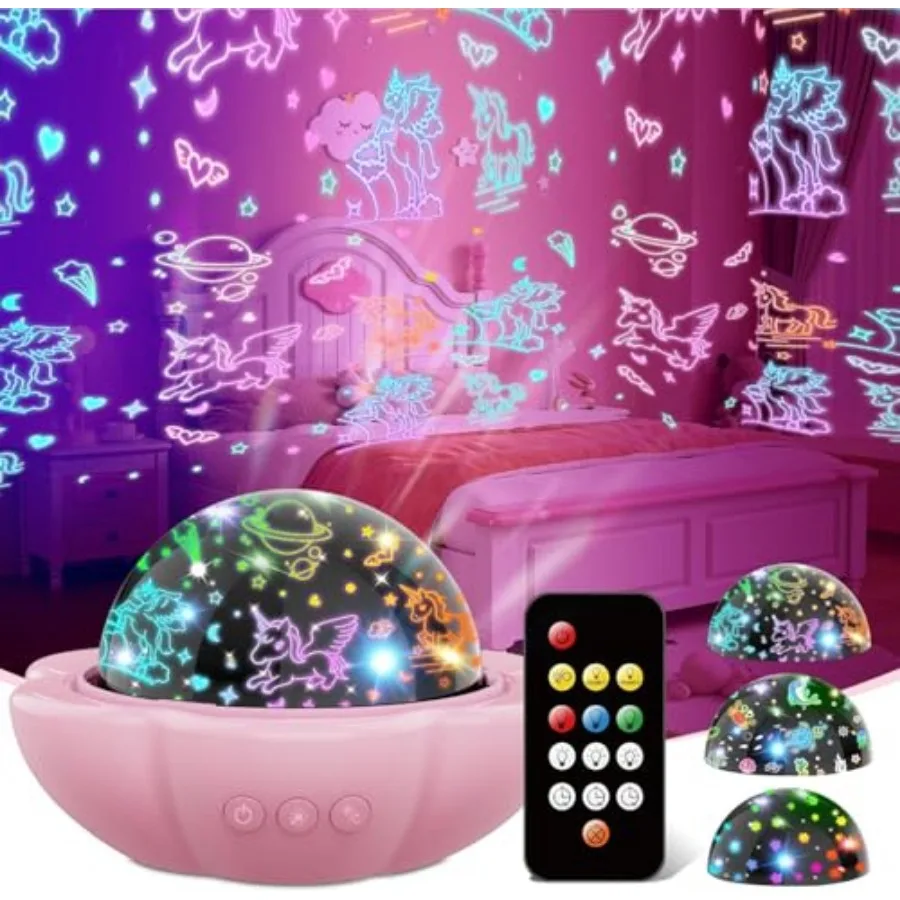 

Unicorns Gifts for Girls Toys, Night Light for,Remote Dimmable Timer Star Projector, 360° Slient Ocean Lights for Ceiling Proje