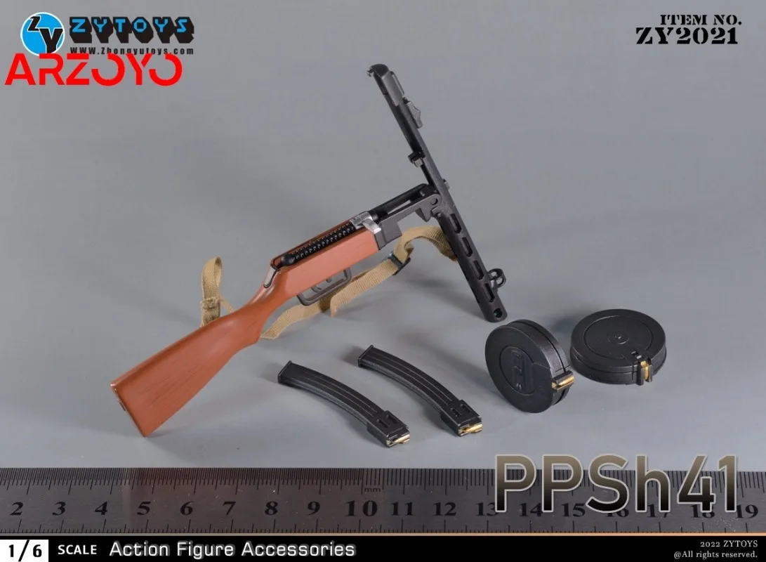 ZYTOYS ZY2021 1/6 Scale Gun Rifle Bobosa PPSh41 Weapon Model Plastics 13CM PVC Toy Fit 12\'\' Male Soldier Action Figure Body