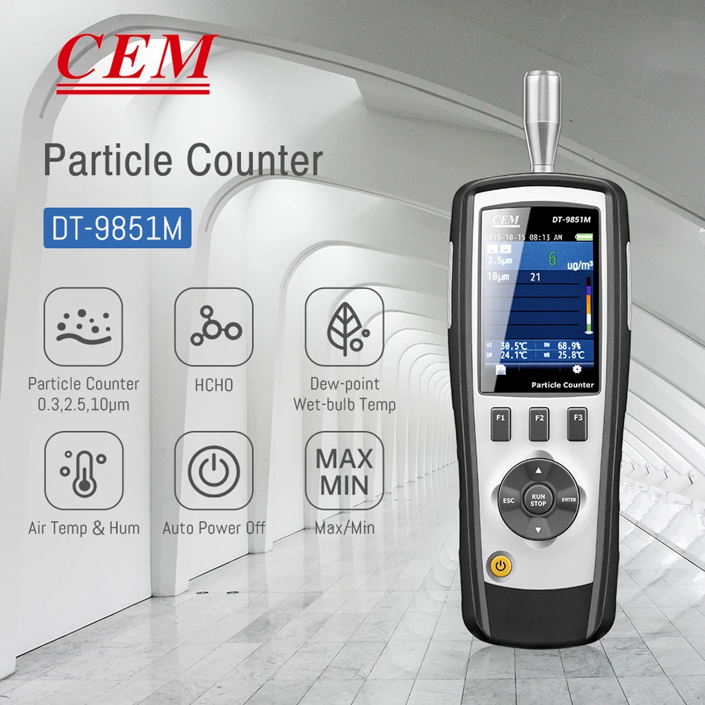 

Handheld PM0.3, 2.5 PM10 Particle Counter, Air Quality Monitor Indoor, TVOC Formaldehyde, Temperature & Humidity Tester