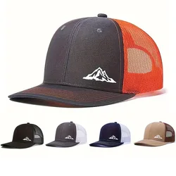 Mountain Printing Baseball Caps for Men Women Fashion Mesh Splicing Breathable Adjustable Sun Hats Outdoor Sports Snapback Caps