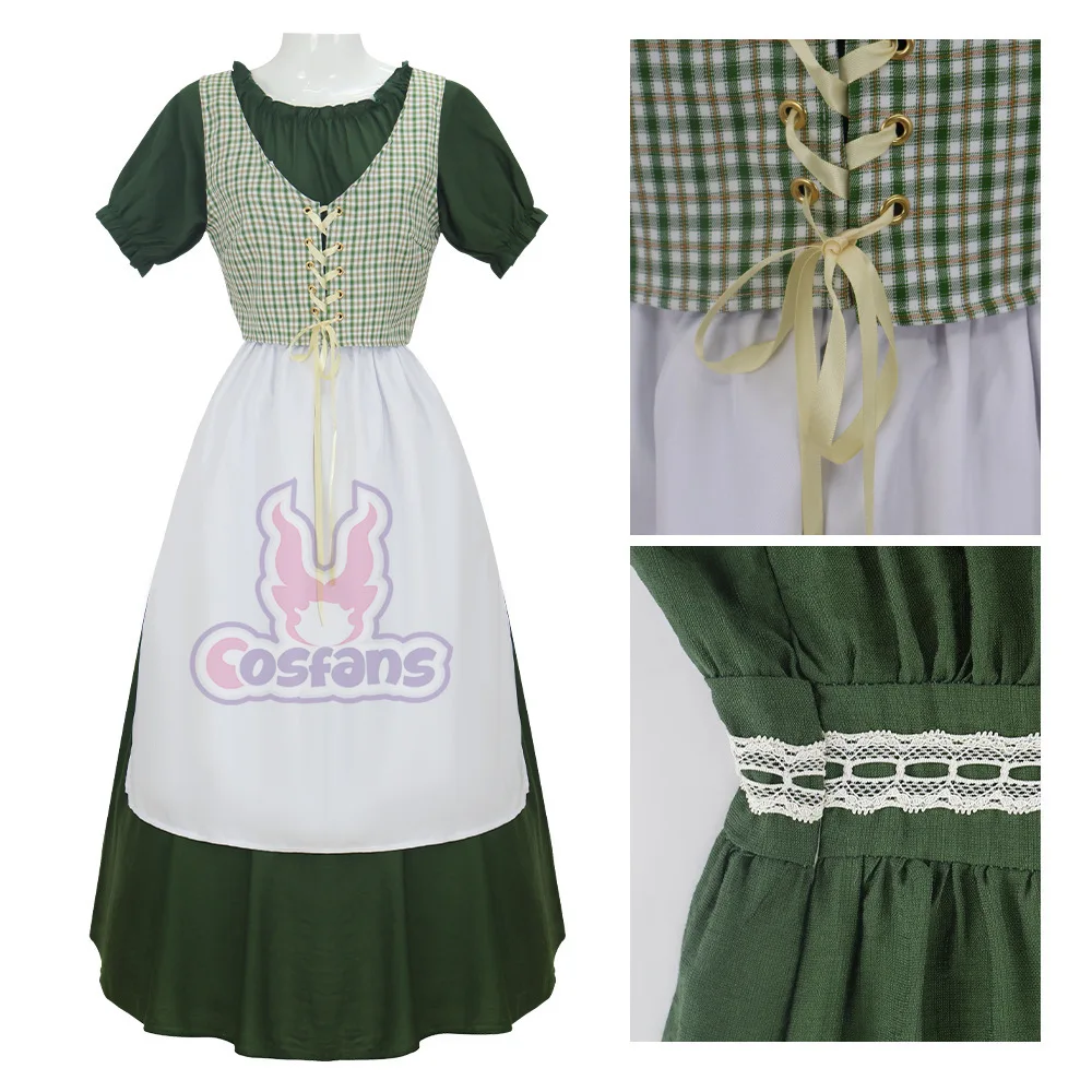 Disfraz de Lady Little House On The Prairie para niñas, disfraces de pionera, disfraz de Halloween, disfraz de sirvienta, vestido de fiesta elegante, traje medieval victoriano