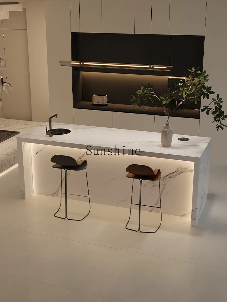 

Partition island dining table integrated open kitchen household with sink separate middle table FT