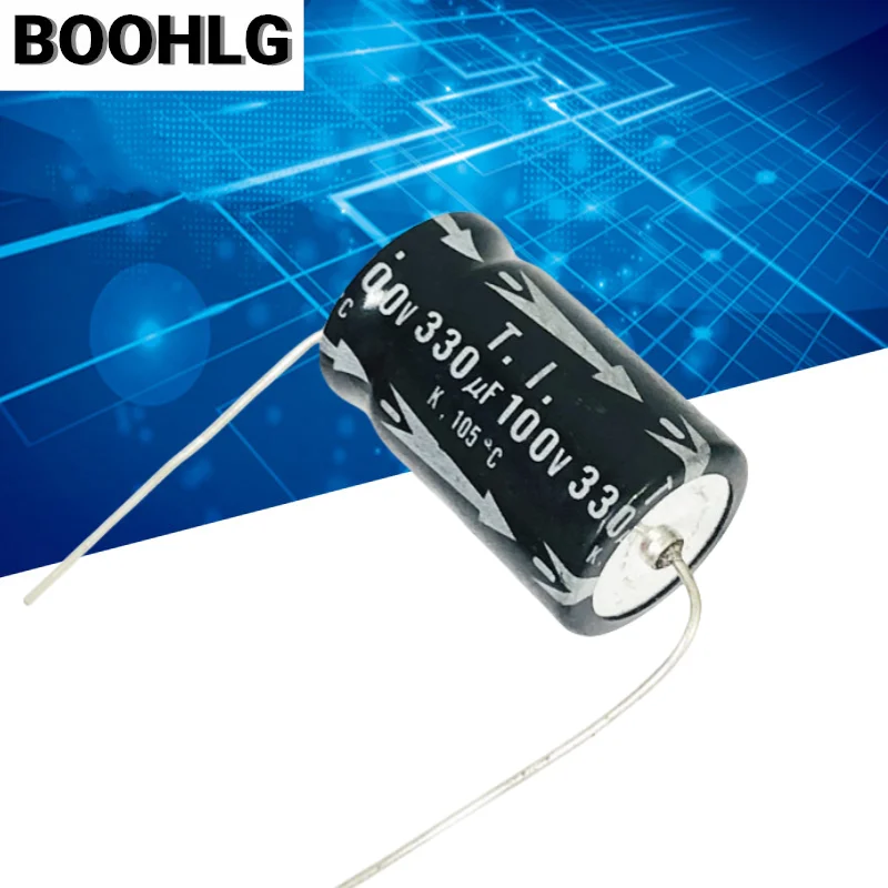 

5PCS horizontal axial polarized filtering electrolytic capacitor 100v 330uf 16X25mm