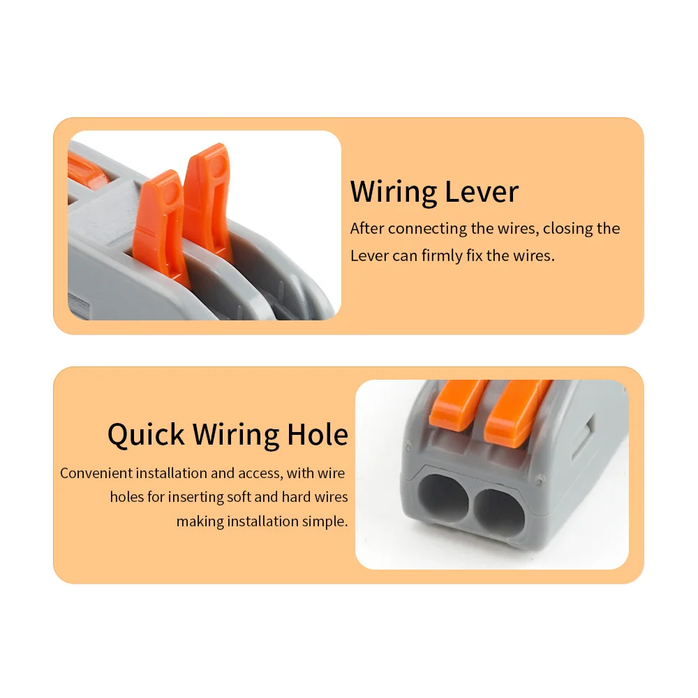 دفع في موصلات كابل الأسلاك السريعة 2/3/4/5 دبوس 10/25 قطعة محطة الربط الربيع العالمي المدمجة 28-12 AWG الأسلاك الكهربائية #3