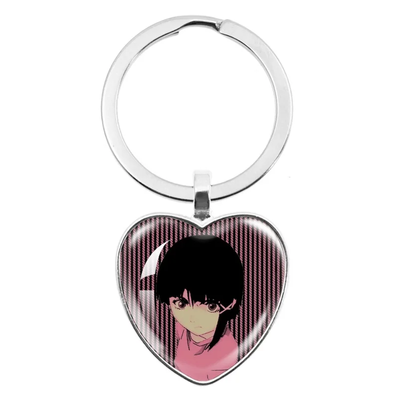 Anime Serial Experiments Lain Glass Heart Keychain God of the Wired Lain Iwakura Accessories  Jewelry Cosplay Fans Gift