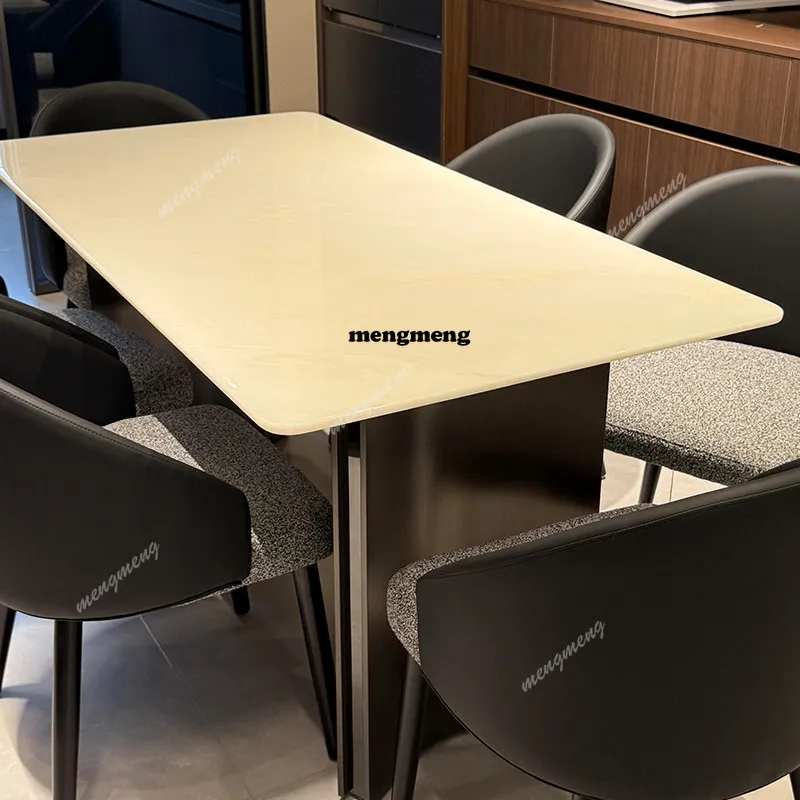 

Italian rectangular natural marble dining table luxury stone dining table and chairs