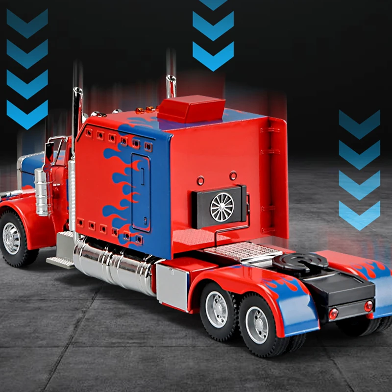1:24 modelo de carro de liga de caminhão semi-reboque resistente com cabeça de trator estilo americano - com ação retrátil, efeitos sonoros e luminosos, portas que podem ser abertas - presente de Natal/aniversário para meninos e meninas