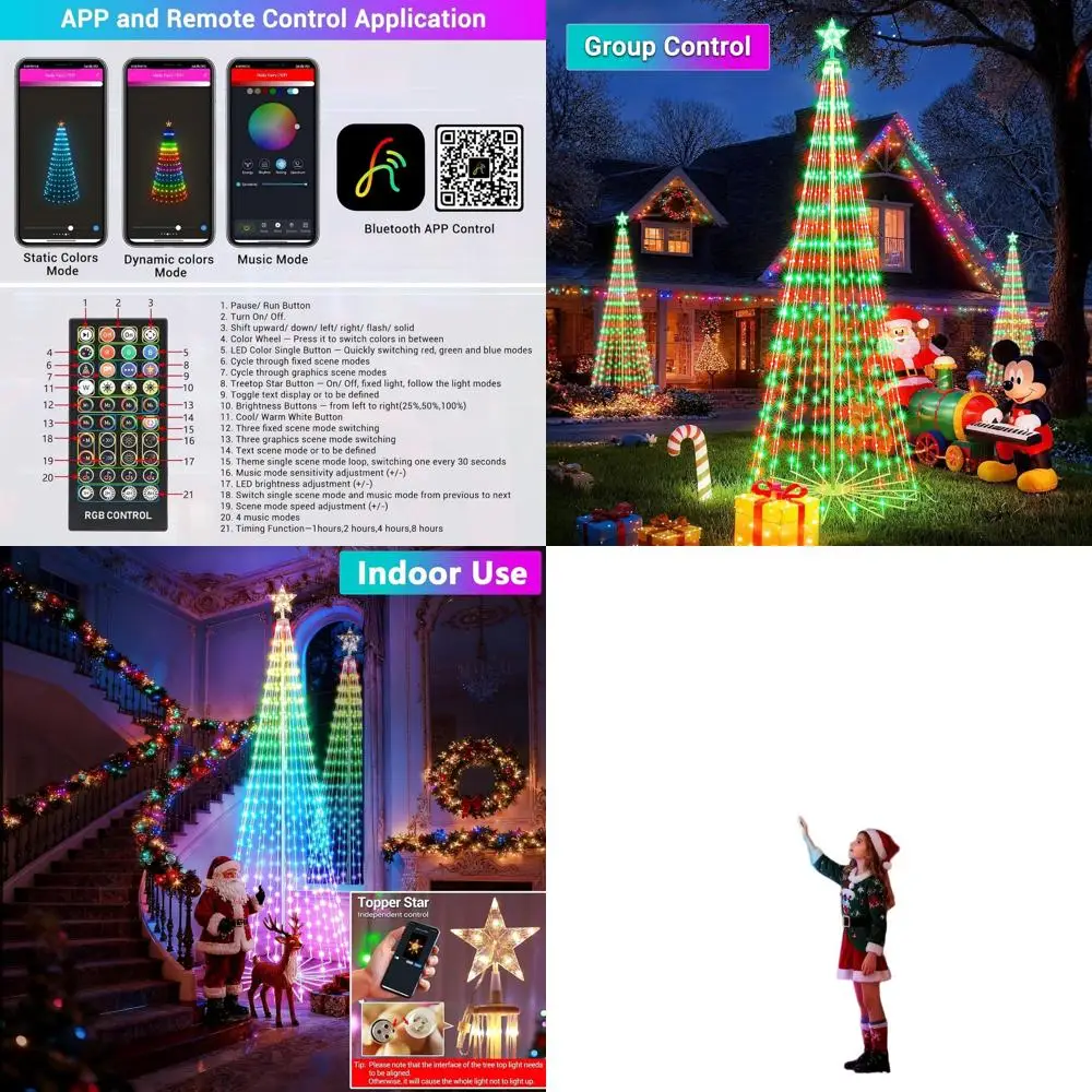 

9FT 460LED RGB Smart Christmas Tree Lights with Remote, Timer, and Music Sync for Holiday Decorations