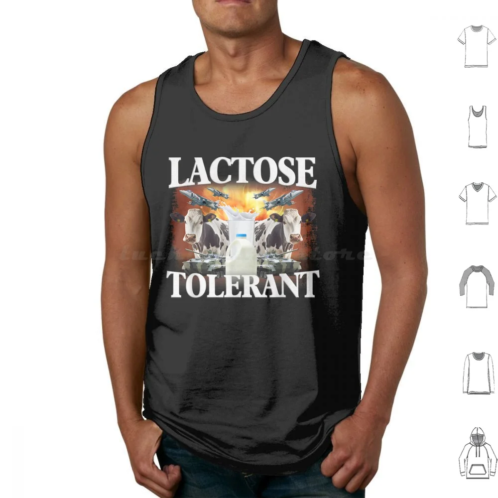 Lactose Tolerant Funny Trending Meme Tank Tops Print Cotton Lactose Funny Tolerant Retro Pro Dairy Trending Meme