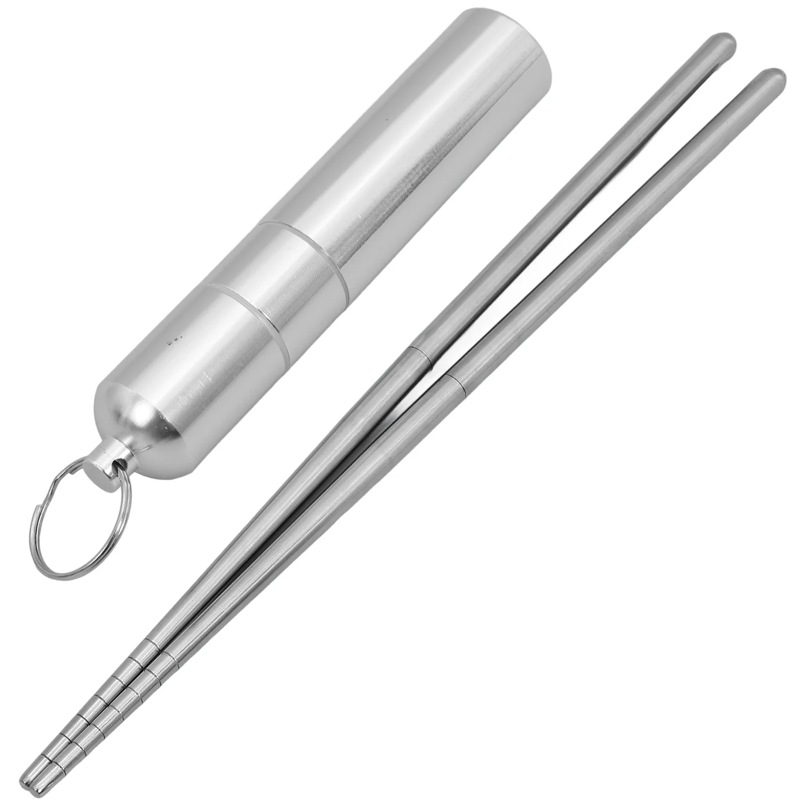 

1 Set Stainless Steel Chopsticks Dinnerware Kit Foldable Cutlery Portable Tableware Storage Case Sturdy Kitchen Serving Utensils