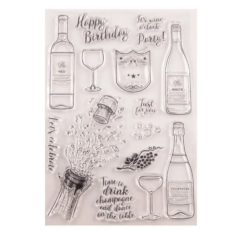 Wine Bottle Transparent Clear Stamp Silicone Seal Roller Stamp DIY Scrapbook Album