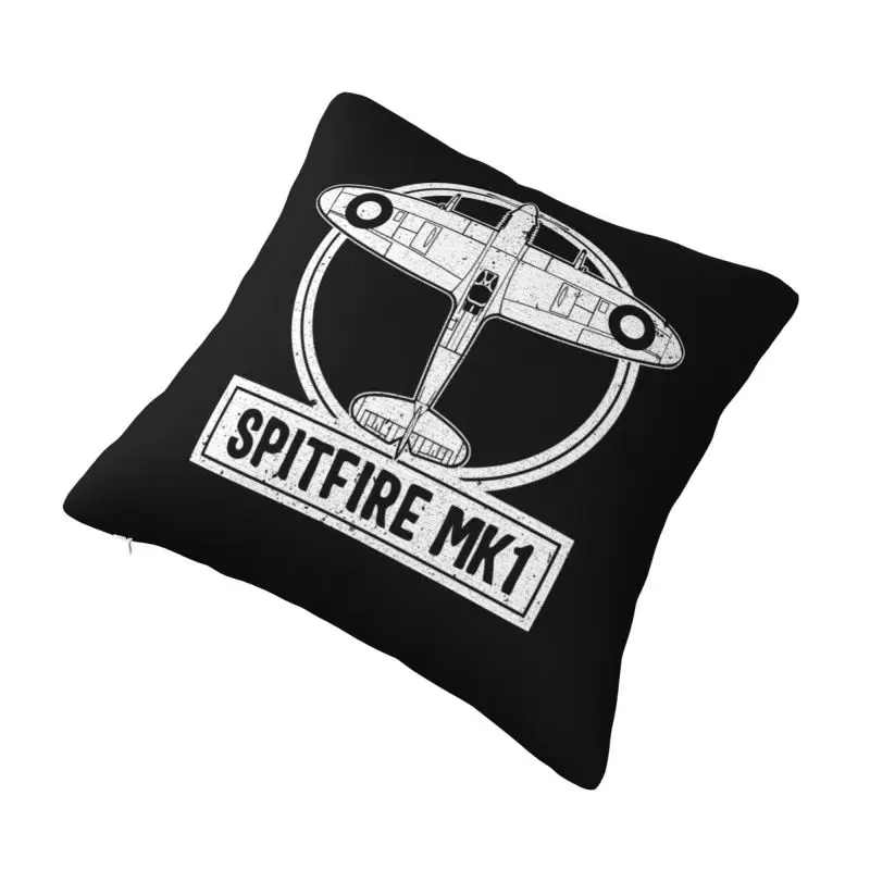 Custom Spitfires Mk.1 RAF UK British WWII Cushion Cover 40x40cm Supermarine Fighter Plane Pilot Aircraft Velvet Nordic Pillow