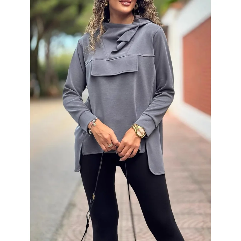 

New Autumn and Winter New Hooded Long Sleeve Sweater Casual Coat Top Women
