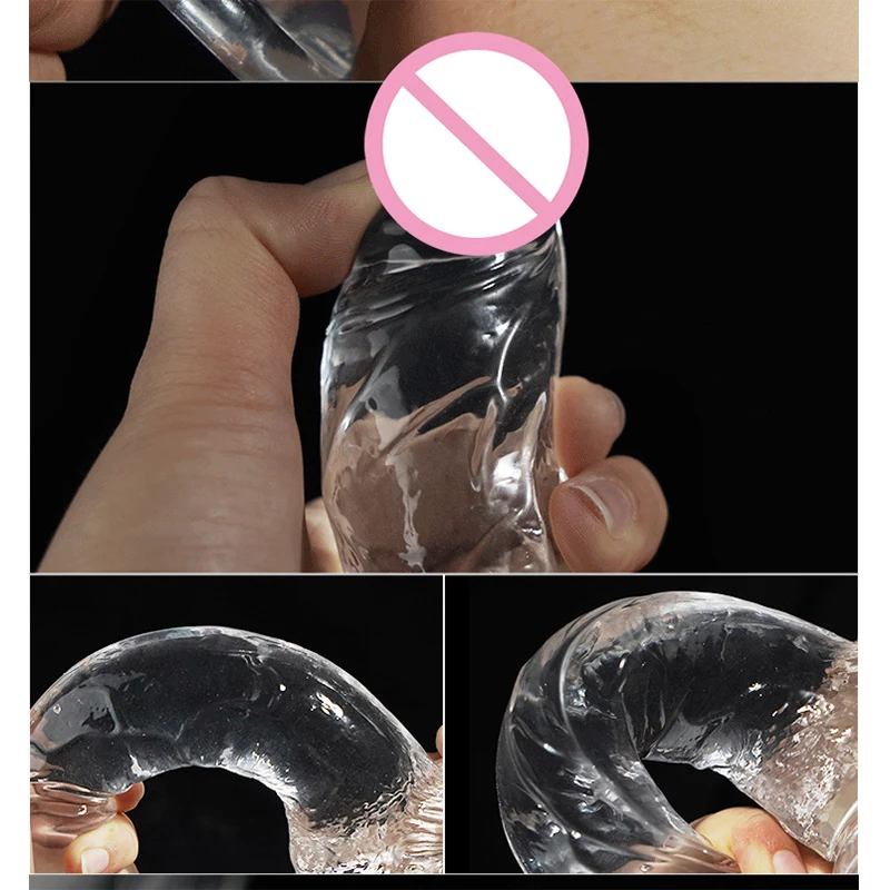 Transparent Crystal Dildo Soft Realistic Jelly Dildo Penis Suction Cup Vaginal G-spot Massage Butt Plug Anal Sex Toy