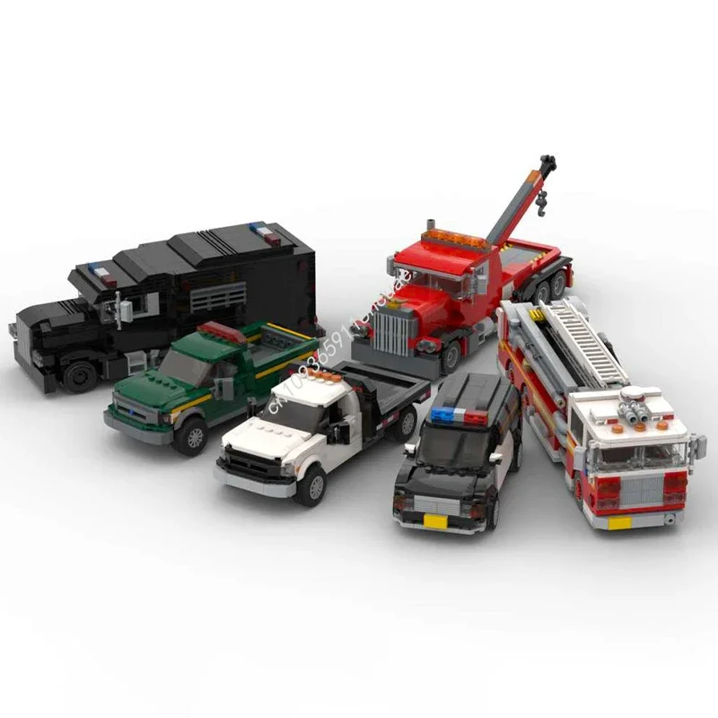 2963pcs MOC Service Vehicle Pack Set Of Six Vehicles City Champions Super Car Building Blocks Teenager Festival Present