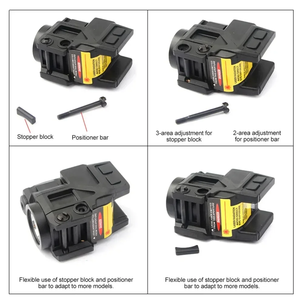 500 لومينز التكتيكية مصباح ليد جيب كومبو سلاح مصباح ليد أحمر أخضر نقطة البصر صالح 20 مللي متر السكك الحديدية ل غلوك الشعلة في الهواء الطلق #4