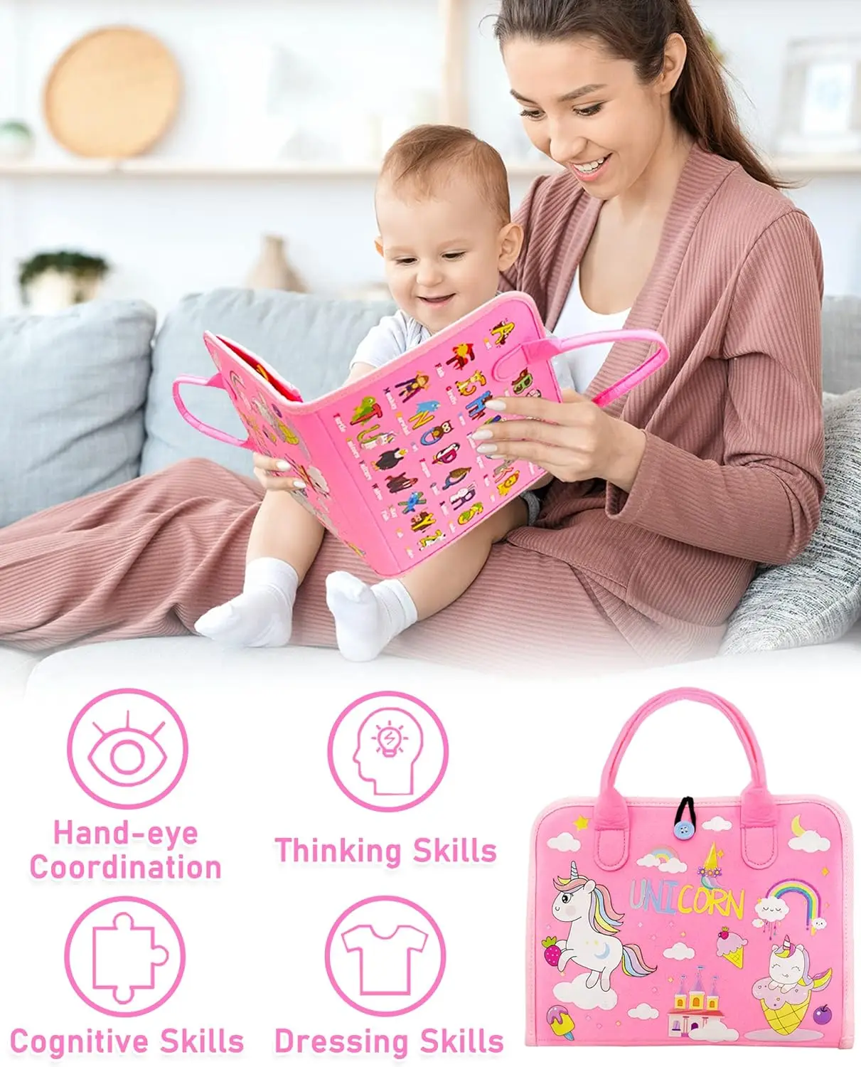 Kleinkind Beschäftigt Board Montessori Spielzeug Lernen Pädagogische Aktivitäten Reise Spielzeug Dinosaurier Dress up Sensorische Leben Fähigkeiten Rucksack – Detail 24