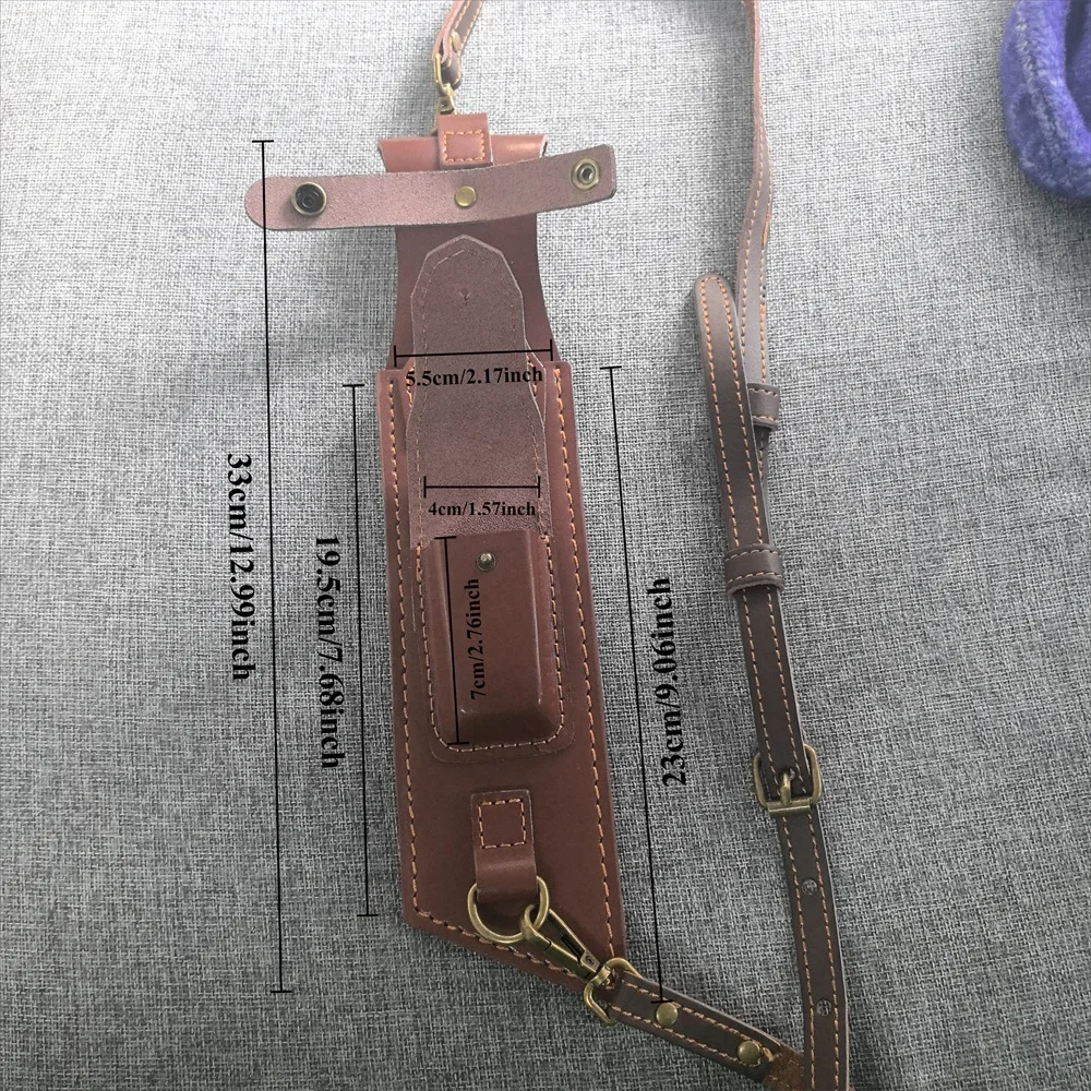 Climbing Portable Straight Knife Leather Sheath Cover for Fixed Knife, Outdoor Storage Bag Knife Holster with Crossbody Strap