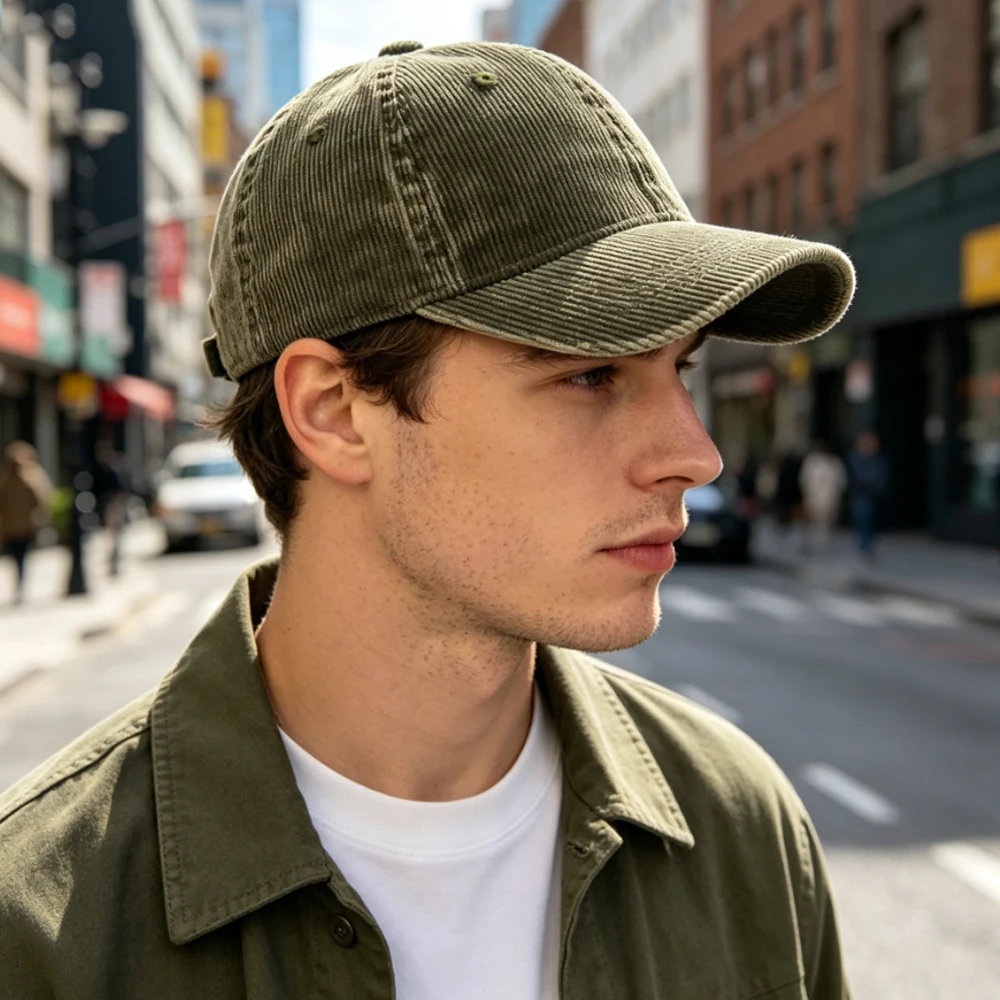 

Vintage Washed Corduroy Baseball Cap for Men Women Distressed Dad Hat Multi Color Casual Outdoor Street Sun Hat Retro
