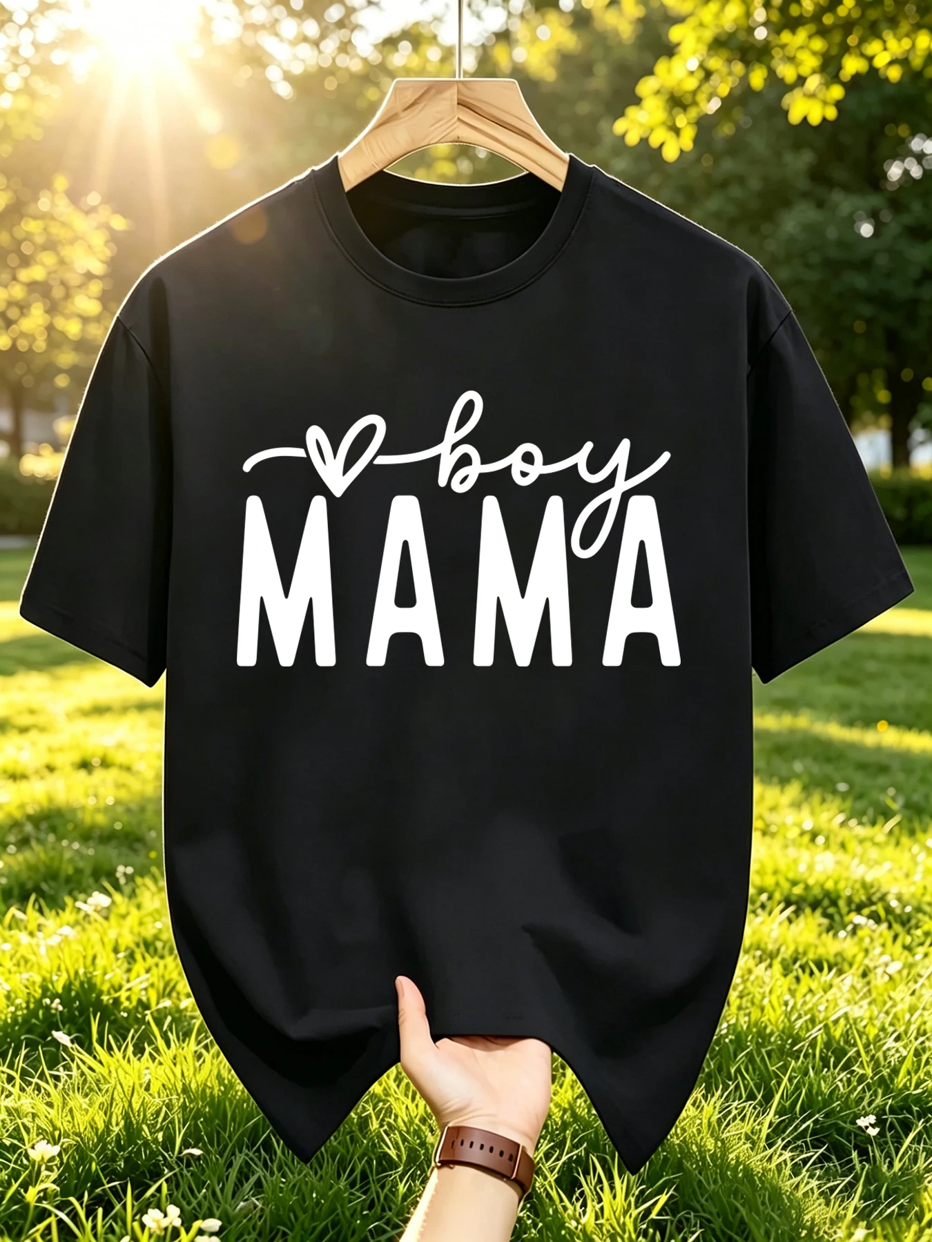 Boy Mama Letter Prints Men Basics T Shirt Cotton Crewneck T-Shirts Summer Breathable Clothes All-Match Unisex Sportswear