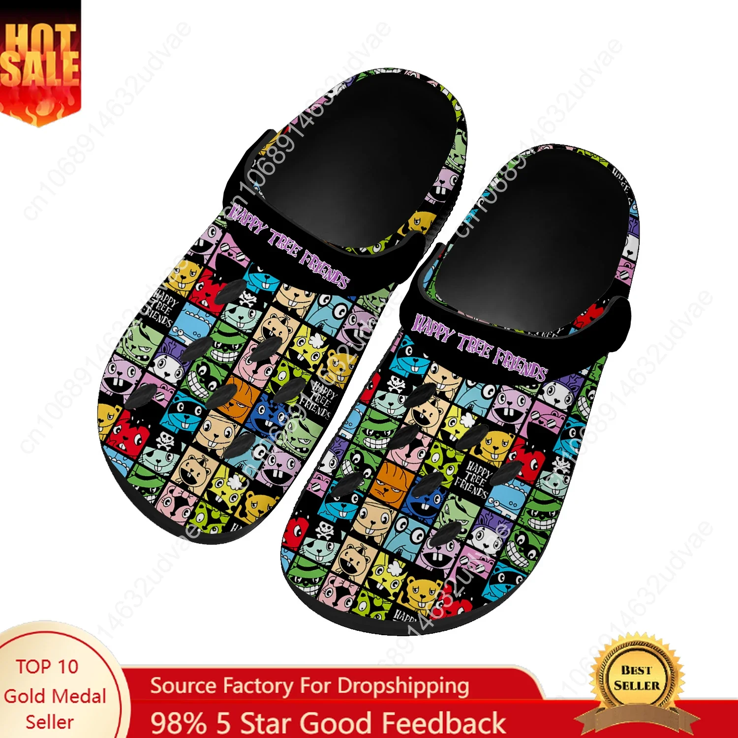 

Happy Tree Friends Water Shoe Mens Women High Quality Fashion Home Garden Clogs Customizd Sandals Beach Breathable Hole Slippers