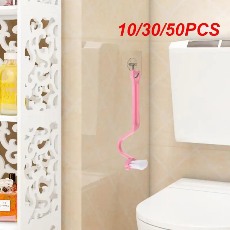 10/30/50PCS Toilet Cleaning Brush Curved Bathroom Long Handle V-shaped Cleaning Accessories Bathroom Brush Portable Household