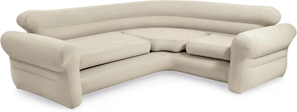 Надувной угловой диван-кровать: L-образный, грузоподъемность 880 фунтов, клапан 2-в-1, для внутреннего использования.