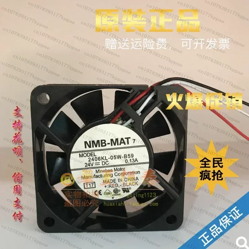1PCS for Meibeya for NMB 2406KL-05W-B59 DC 24V 0.13A Original Cooling Fan 60x60x15mm 3-Wire with Alarm