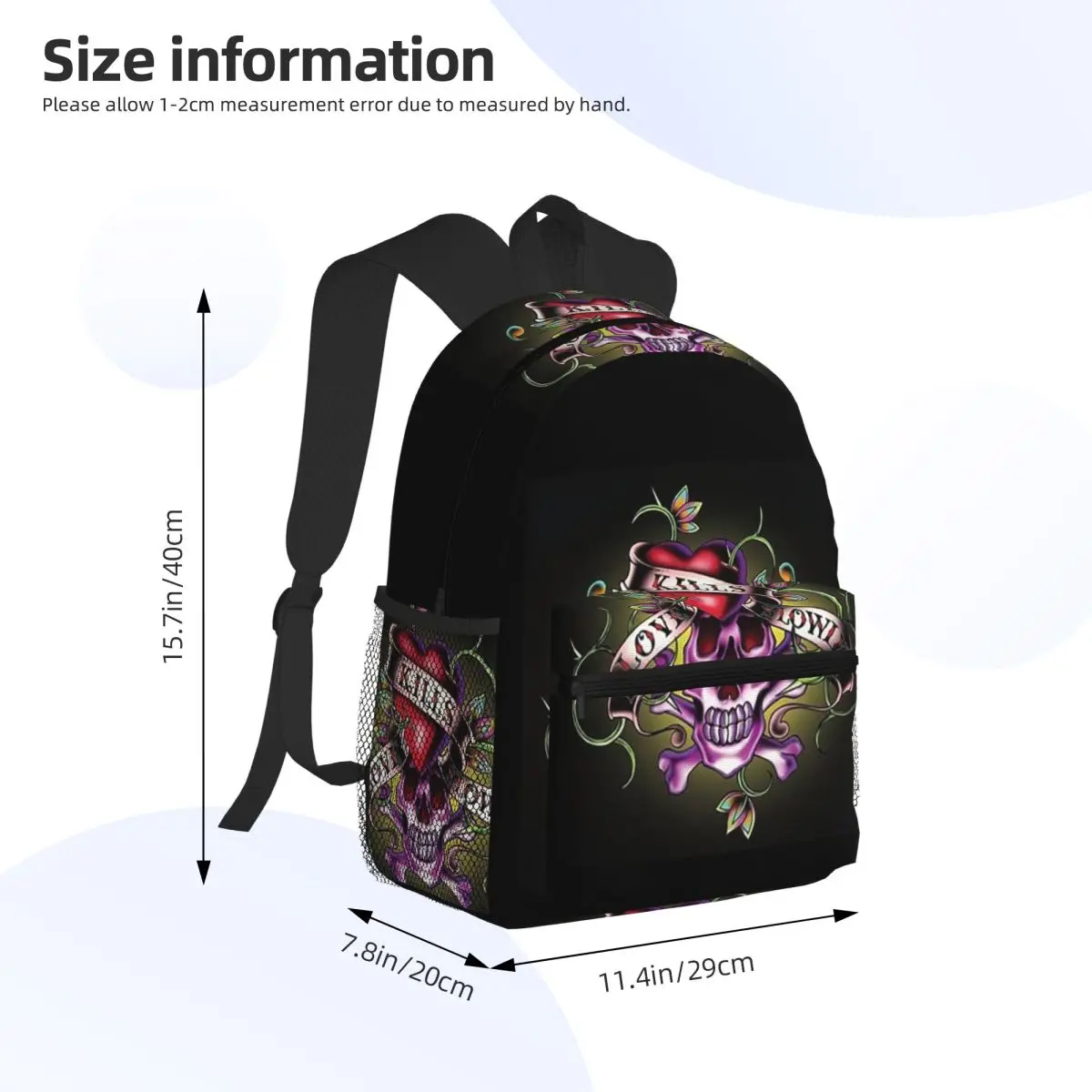 Ed Hardy Love Kills Slowly Student Backpack School Bag Hiking Travel Daypack for Boys Girls Bookbag Shoulder Bags
