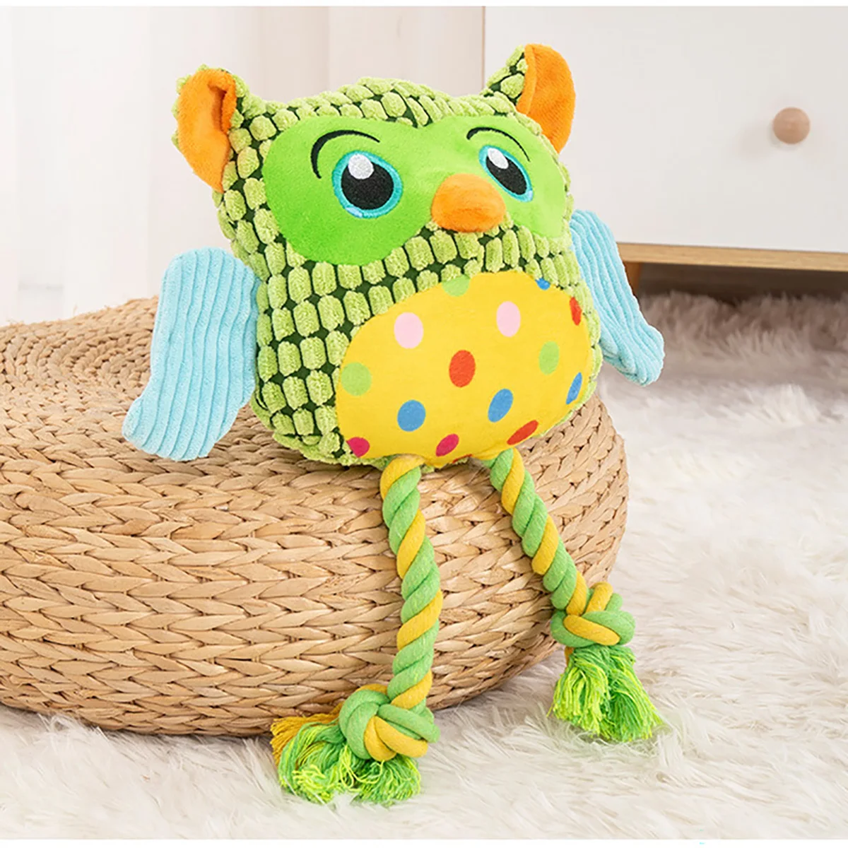 Supet pet chessboard owl cute fun plush toy for indoor and outdoor use