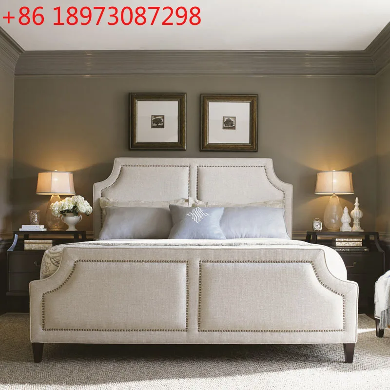 

Легкая роскошная двуспальная кровать из американской ткани, простая современная маленькая квартира, главная спальня, интернет-кровать знаменитости