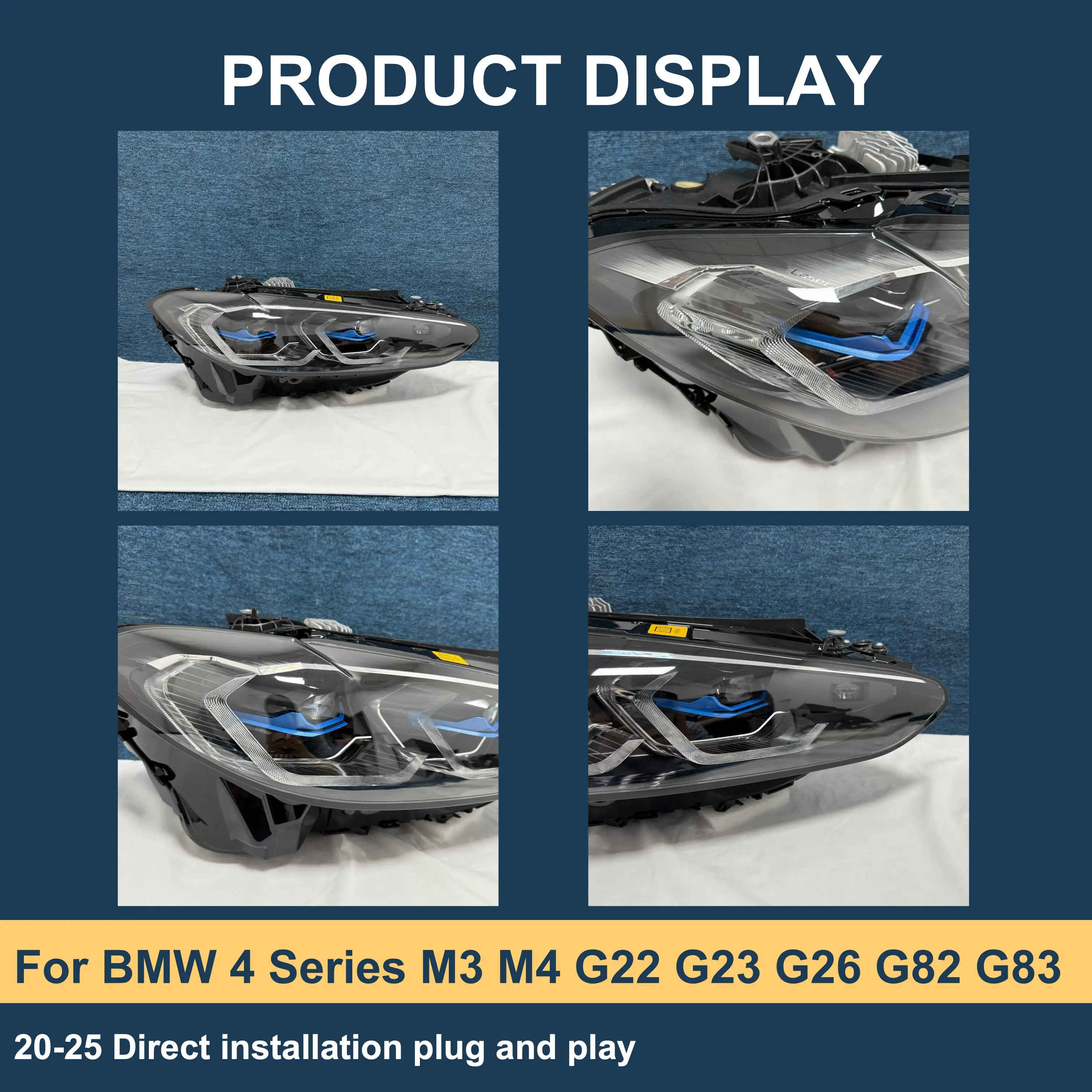 J ONE Auto Parts Drl Rgb Colour Control By Phone Headlight For BMW 4 Series M3 M4 G22 G23 G26 G82 G83 2020-2025 Car Headlight