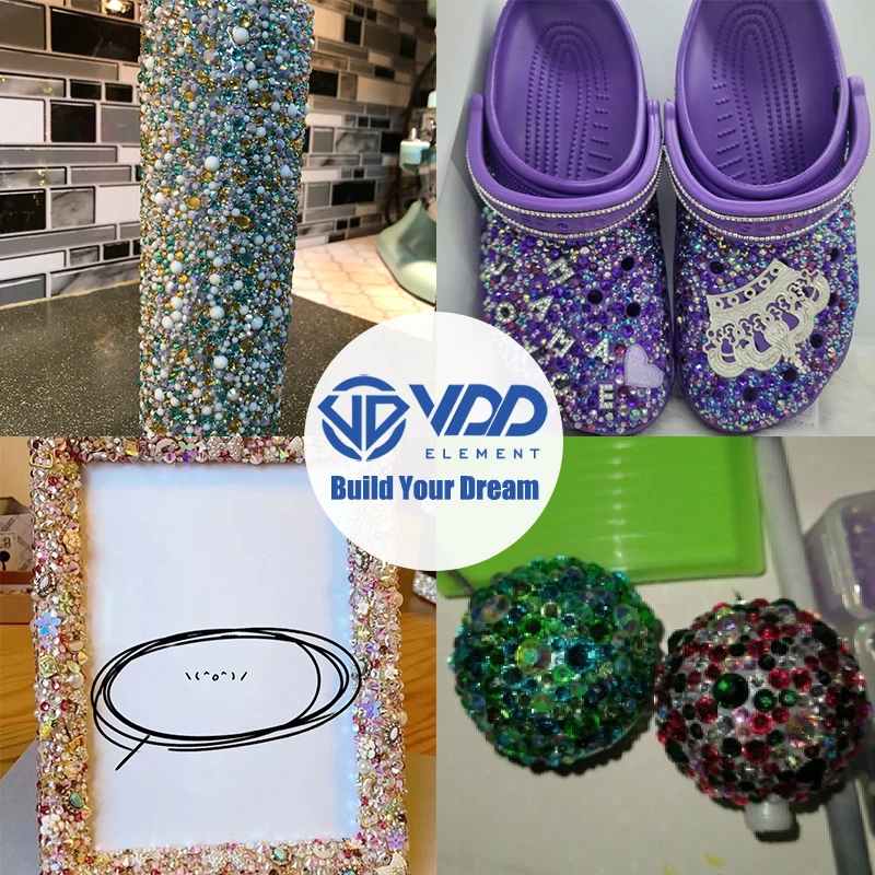 VDD S55-13 Gemischte Größen 2-6mm Harz-Strasssteine Kristalle Nicht Heißfixierbar Farbe AB Flache Rückseite Steine für DIY-Bastelarbeiten Nagelkunst-Dekorationen – Detail 4